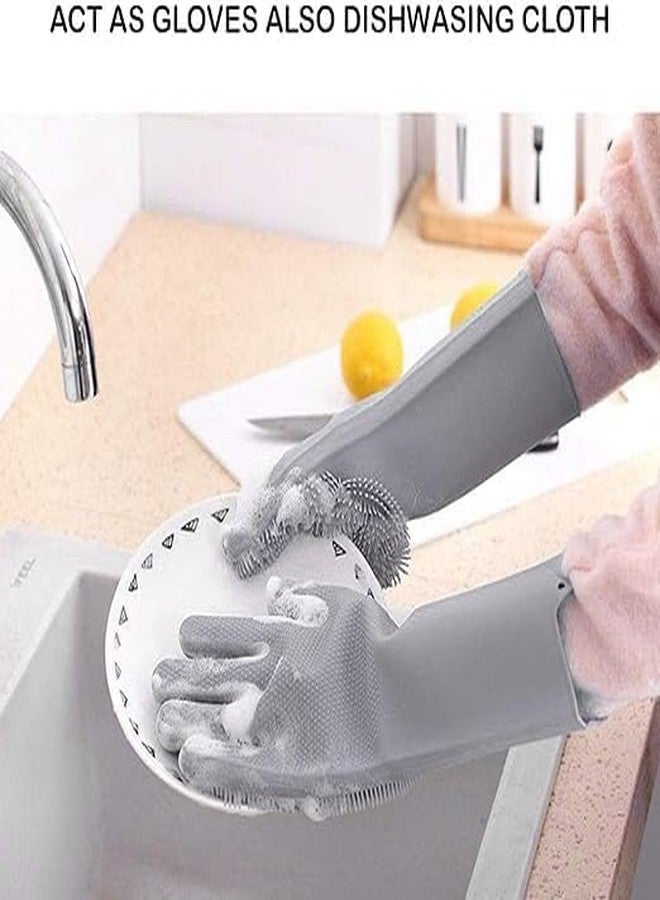 فلوليس قفازات سيليكون سحرية لغسل الأطباق، مناسبة للمطبخ، وغسل الأطباق، والعناية بالحيوانات الأليفة، وتنظيف السيارات والحمامات (متعددة الألوان، عبوة من قطعة واحدة) - Image 5